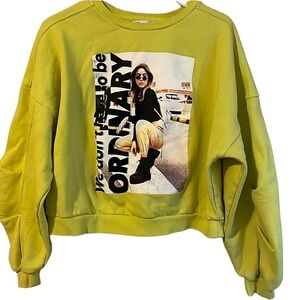 [Lefties] Trendy Yellow Graphic Sweatshirt Size Large